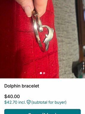 Silver Tone Dolphin Hook Bangle Charm Bracelet Metal No Stone Animal Theme